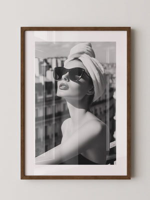 Städeterrasse Frau Schwarzweiß