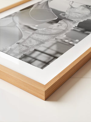 BH auf Wäscheleine Schwarzweiß