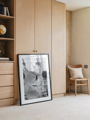 BH auf Wäscheleine Schwarzweiß