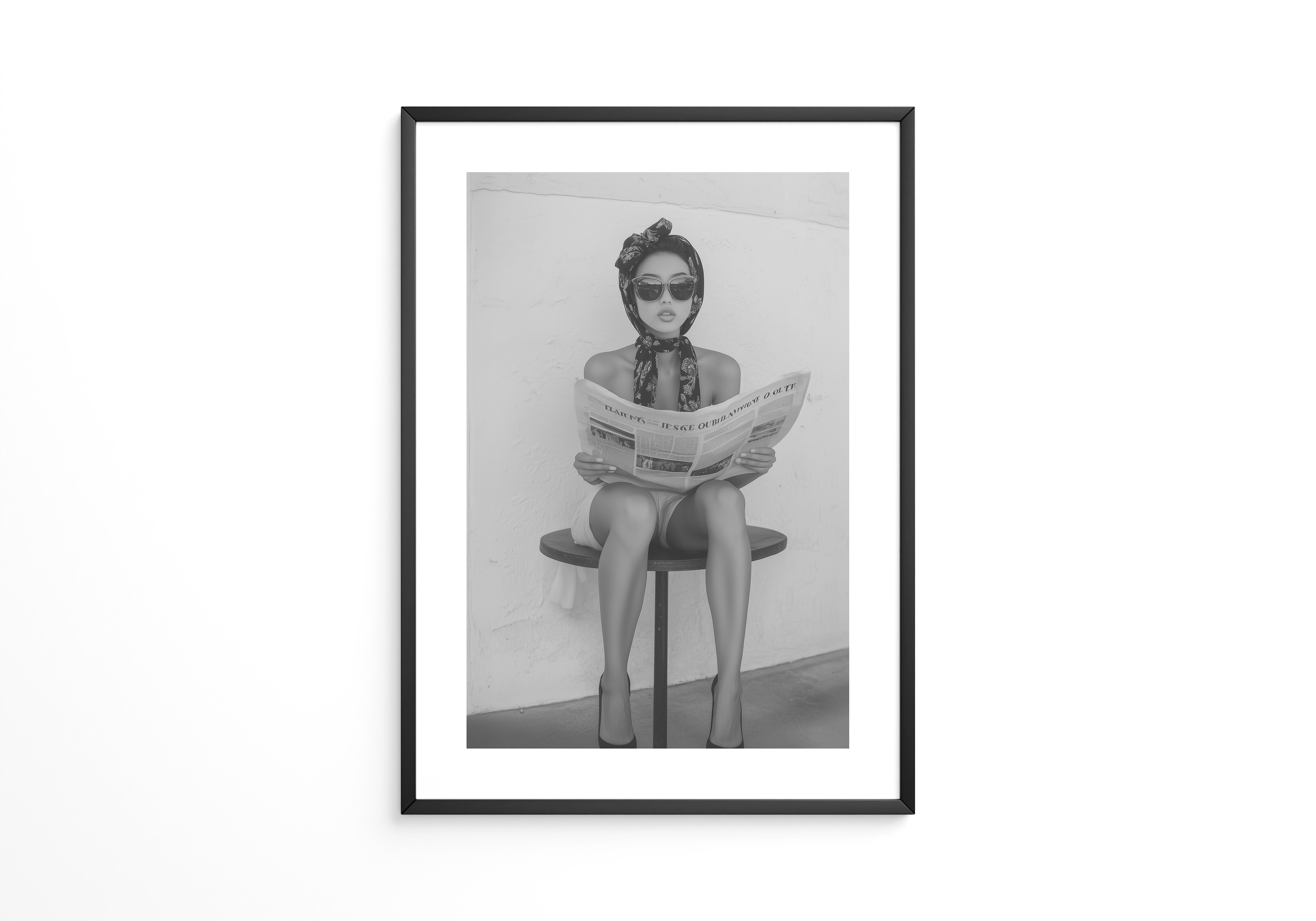 Zeitungsleserin Retro Stil