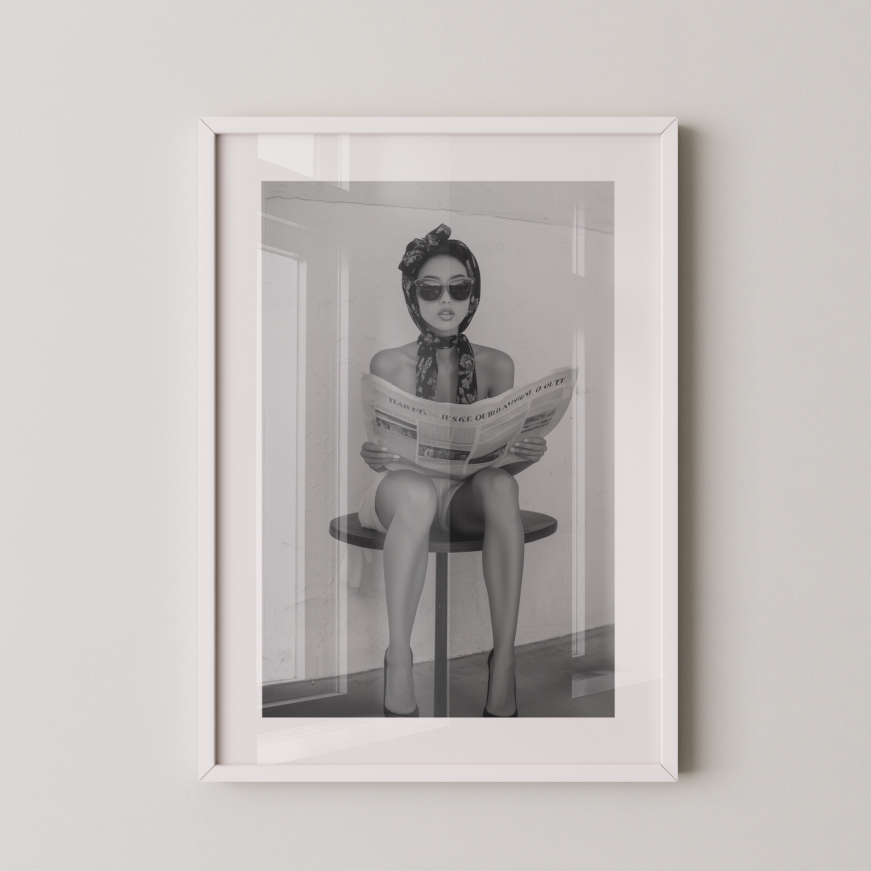 Zeitungsleserin Retro Stil