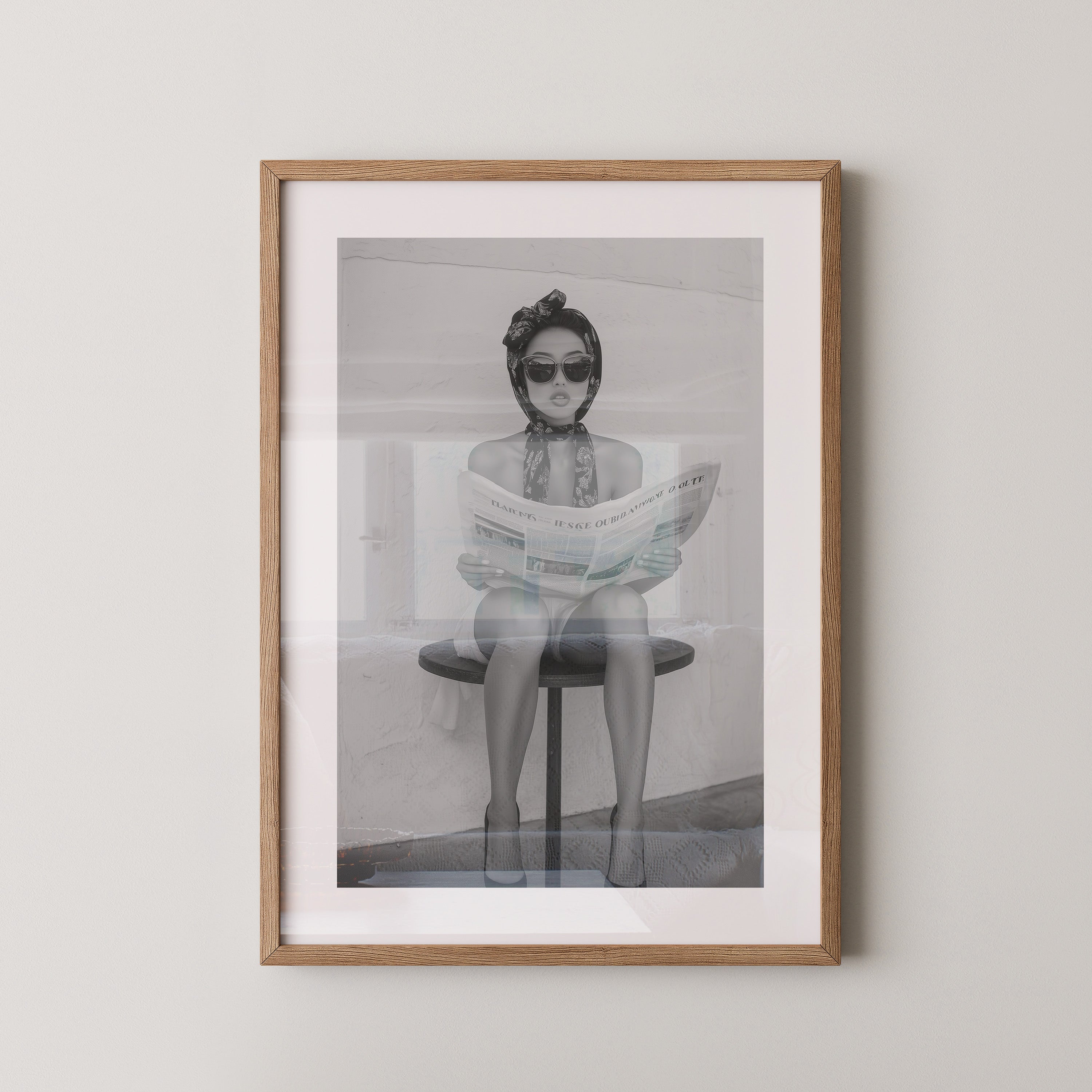 Zeitungsleserin Retro Stil