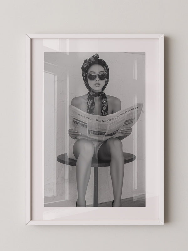 Lesende Frau Retro Schwarzweiß