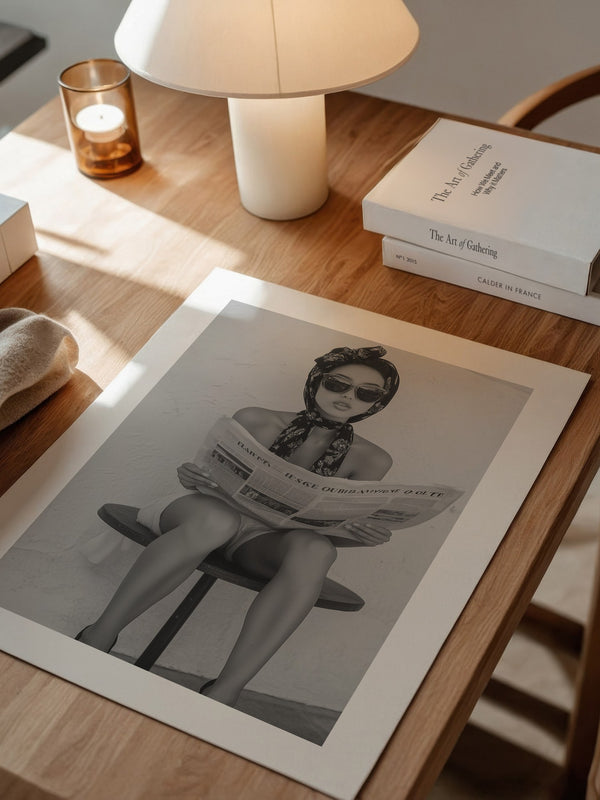 Lesende Frau Retro Schwarzweiß