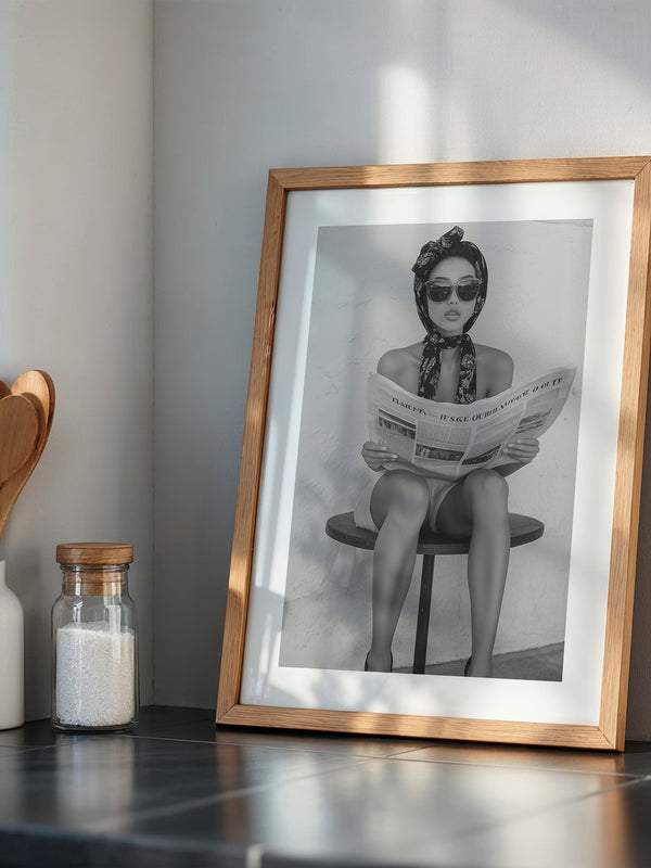 Lesende Frau Retro Schwarzweiß