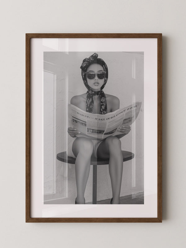 Lesende Frau Retro Schwarzweiß