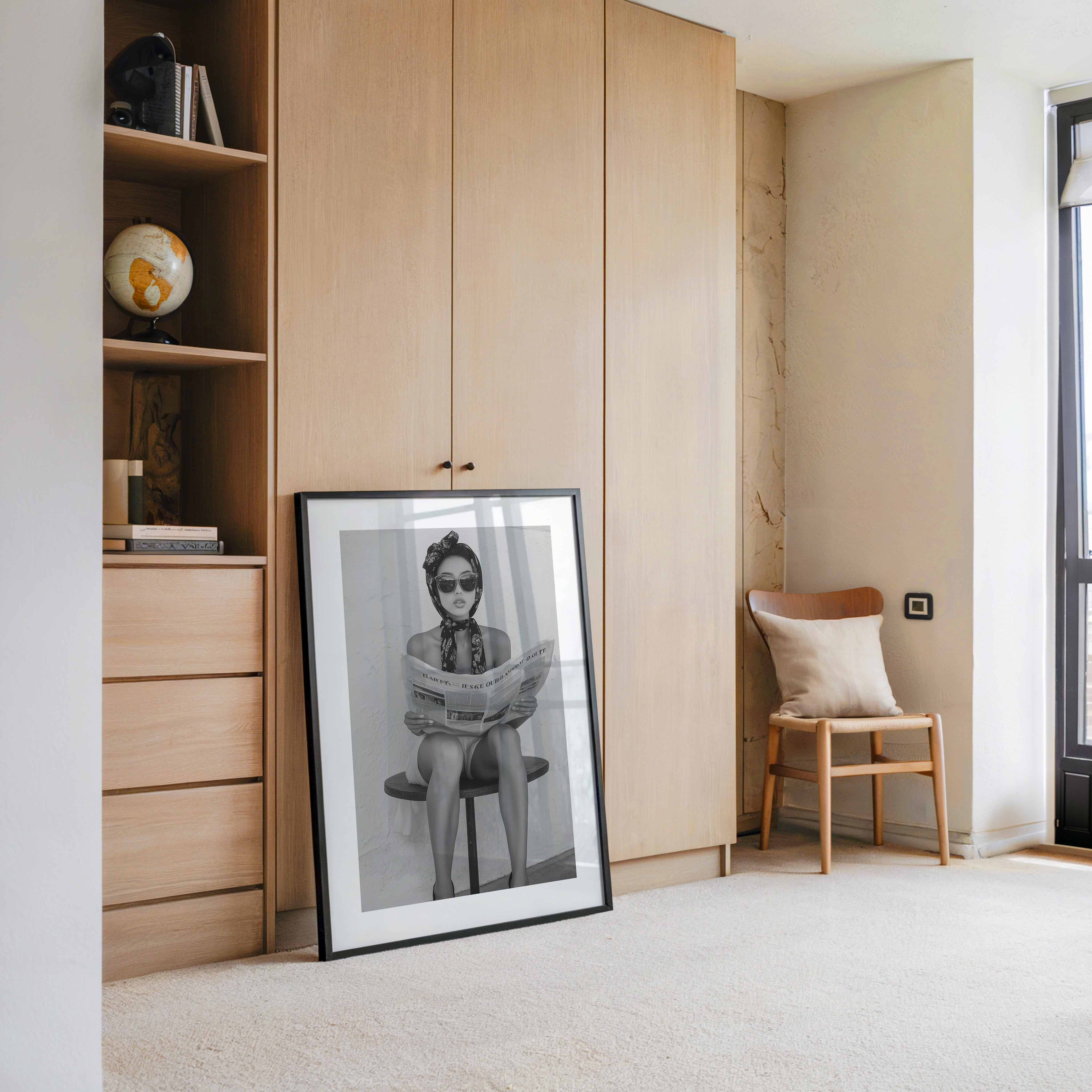 Lesende Frau Retro Schwarzweiß