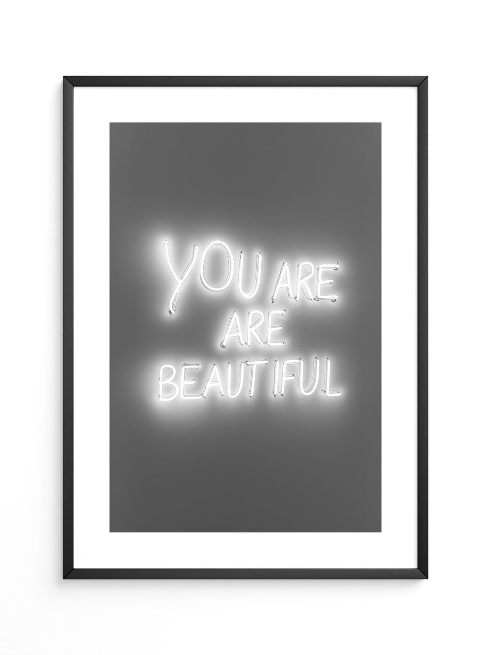 Neon Schriftzug Leuchtend Schwarzweiß