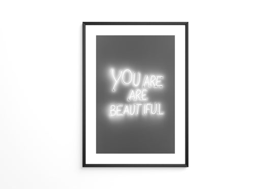 Neon Schriftzug Leuchtend Schwarzweiß