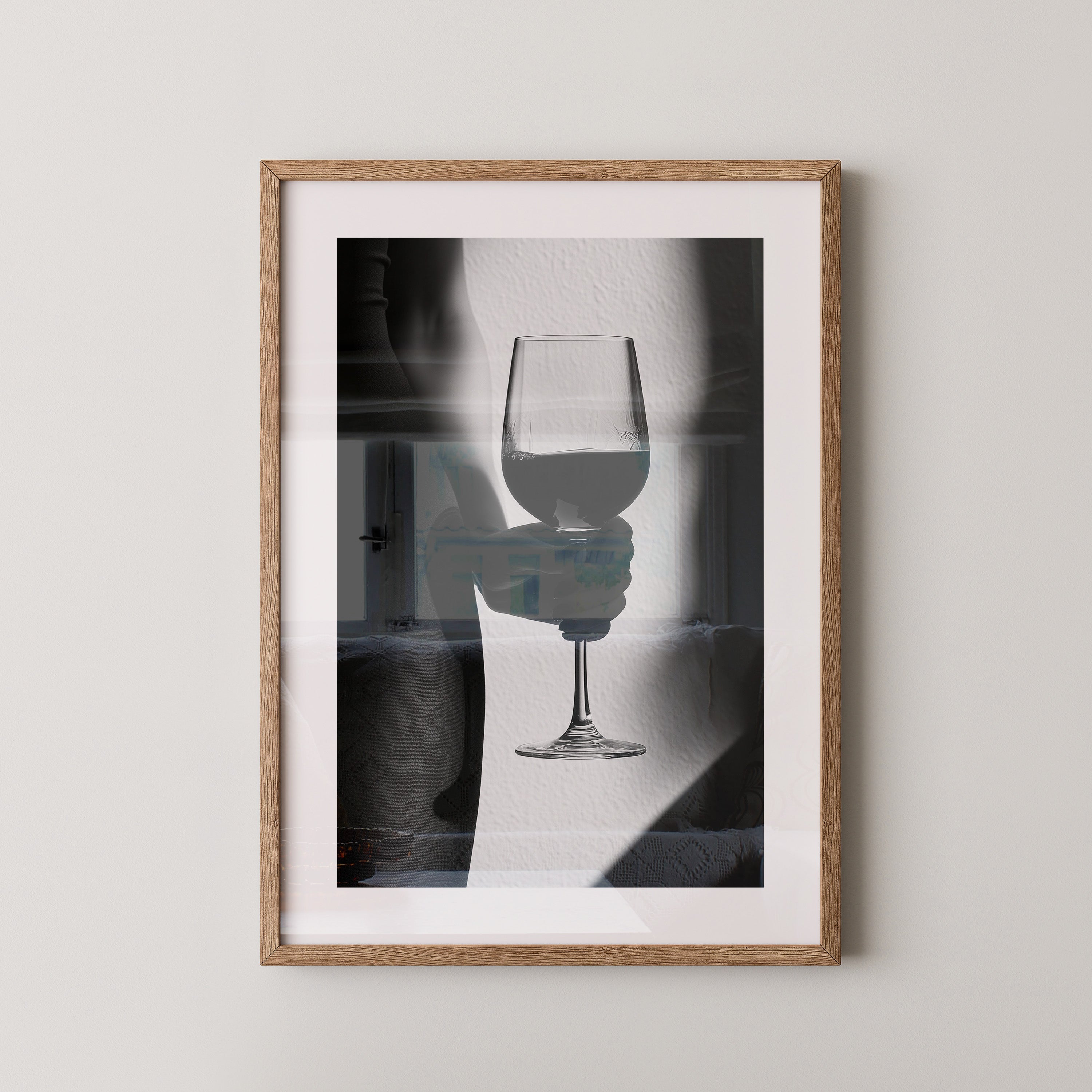 Weinglas Schatten schwarzweiß