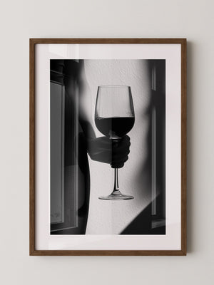 Weinglas Schatten schwarzweiß