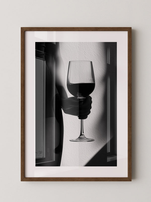 Weinglas Schatten schwarzweiß