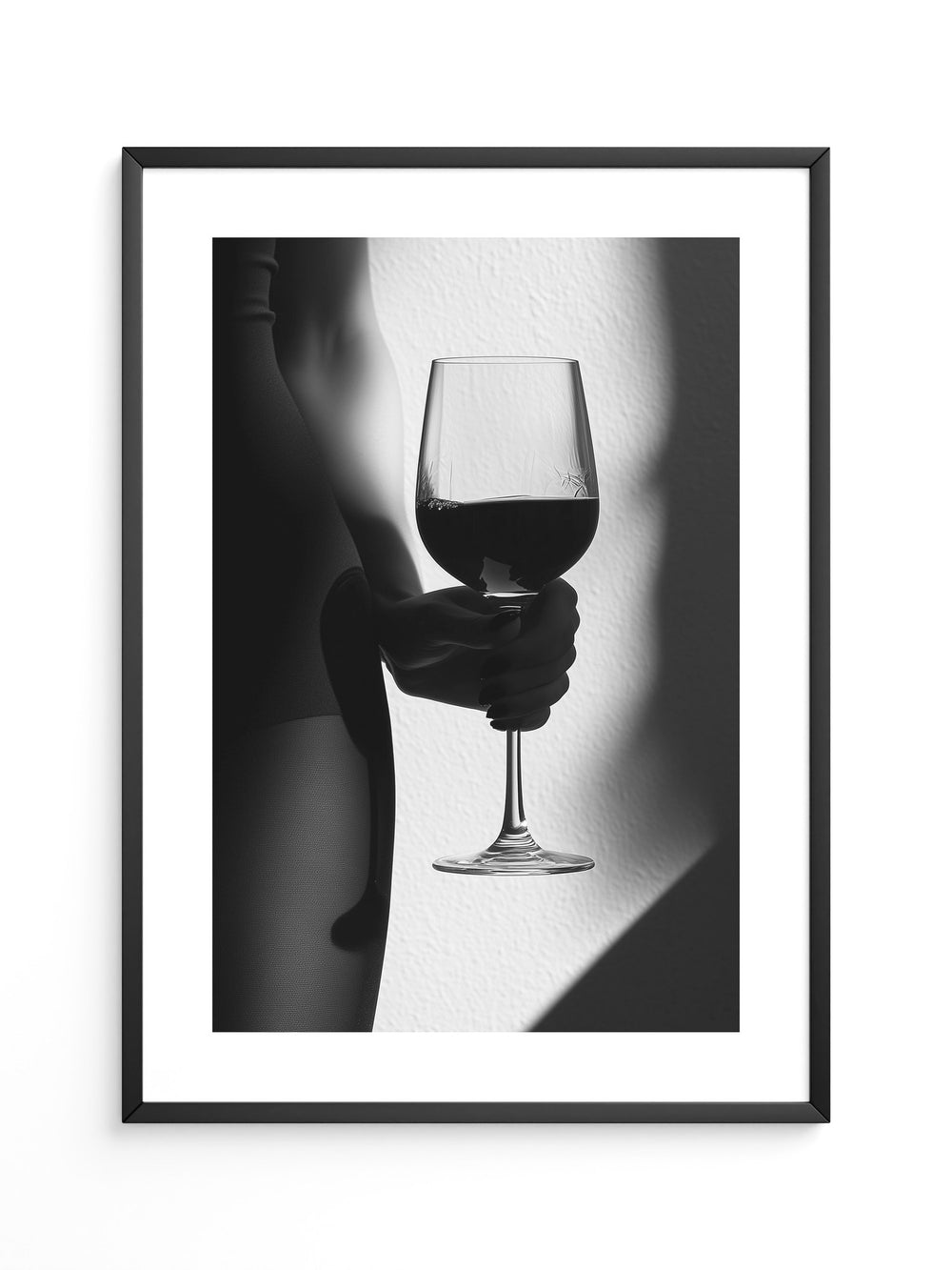 Weinglas Schatten schwarzweiß