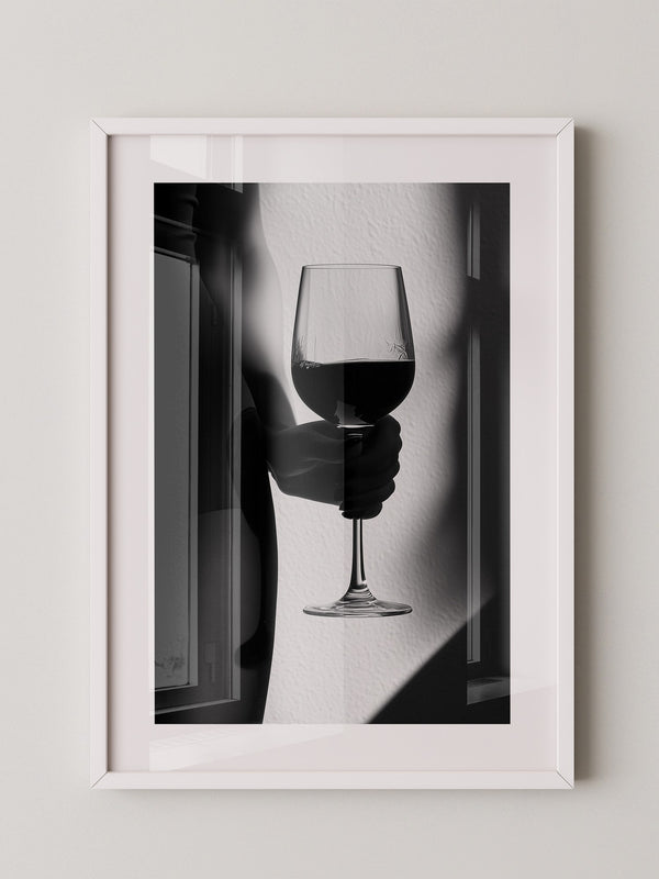 Weinglas Schatten schwarzweiß