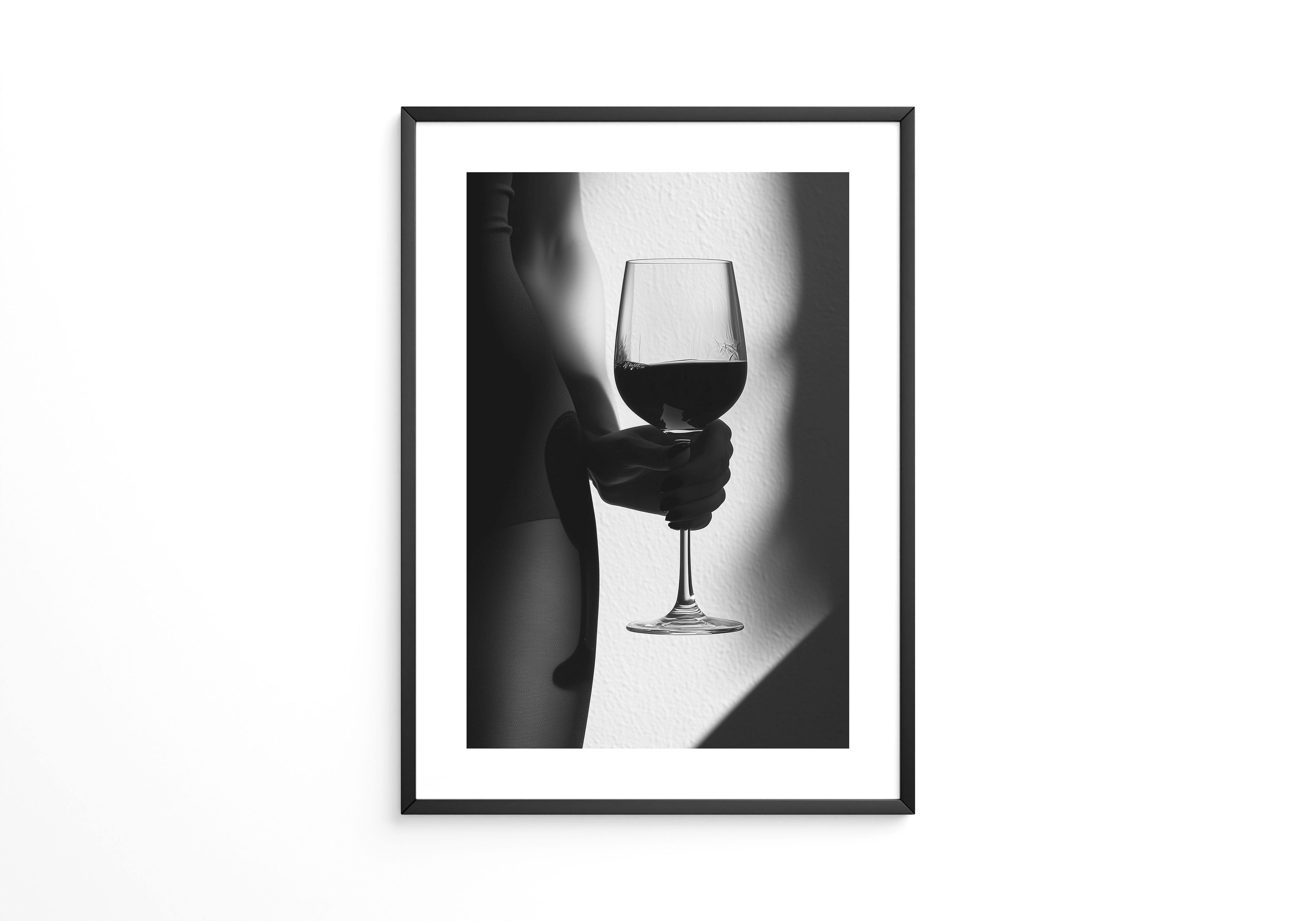 Weinglas Schatten schwarzweiß