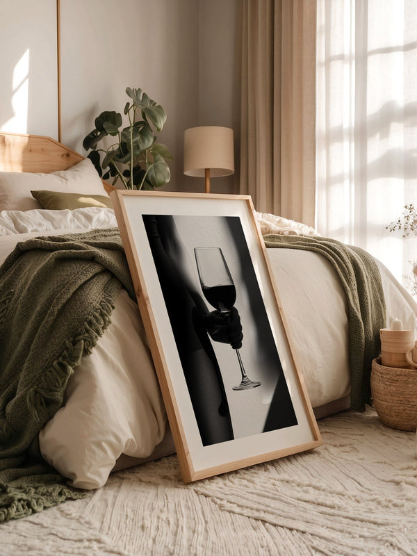 Weinglas Schatten schwarzweiß