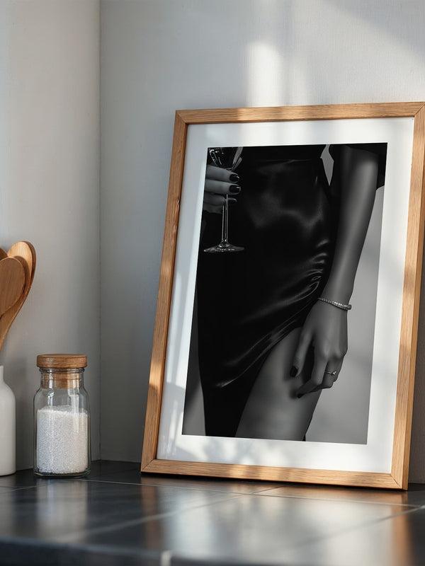 Schwarzes Satin Kleid Glamour