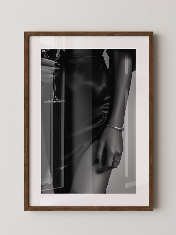 Schwarzes Satin Kleid Glamour