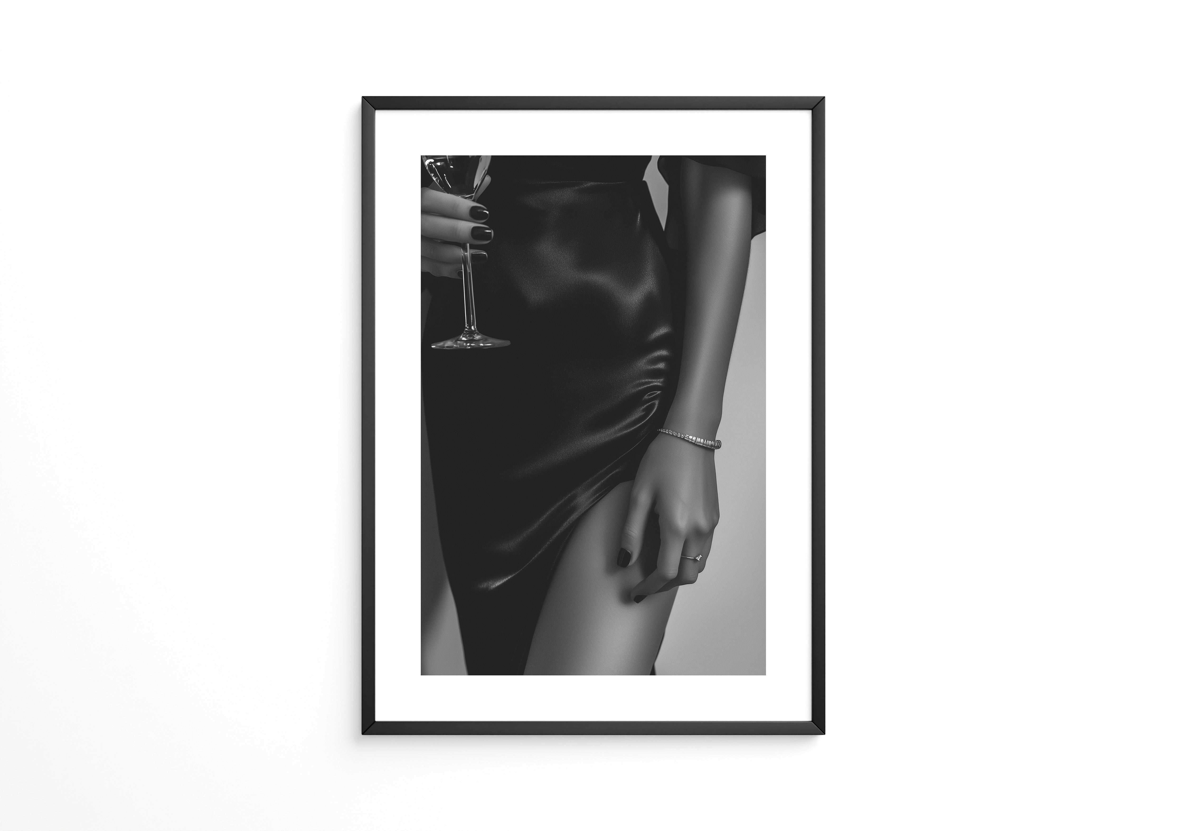 Schwarzes Satin Kleid Glamour