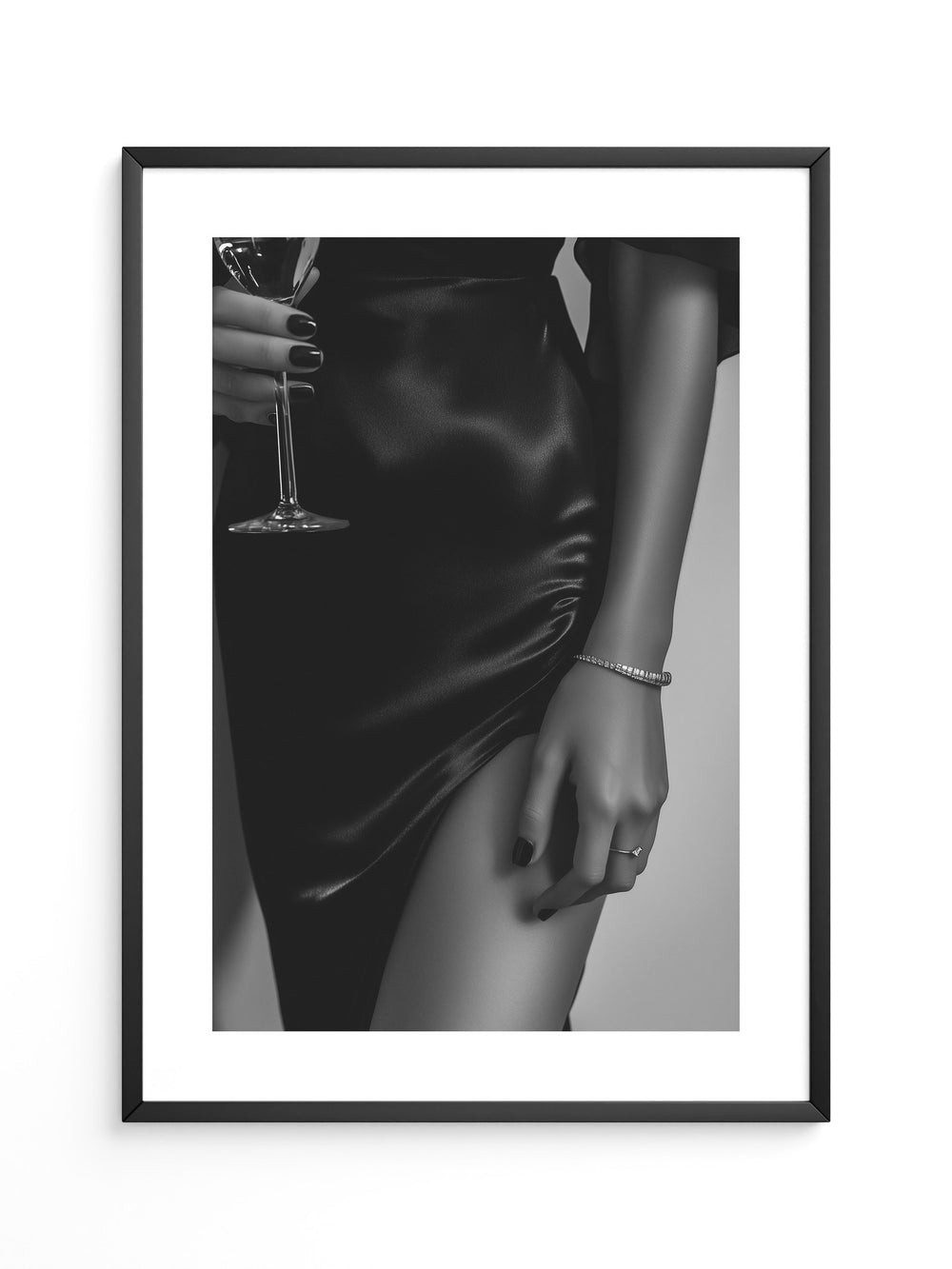 Schwarzes Satin Kleid Glamour