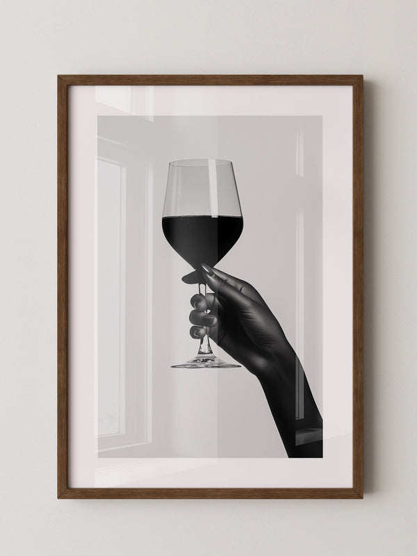 Weinglas Hand Schwarzweiß