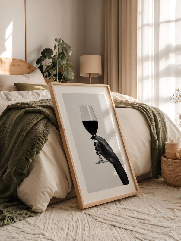 Weinglas Hand Schwarzweiß