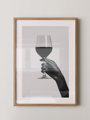 Weinglas Hand Schwarzweiß