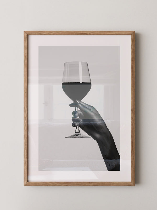 Weinglas Hand Schwarzweiß