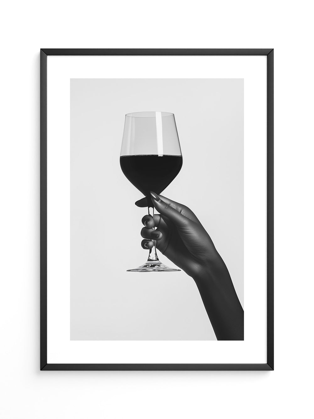 Weinglas Hand Schwarzweiß