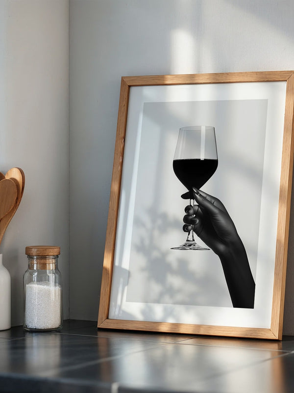 Weinglas Hand Schwarzweiß