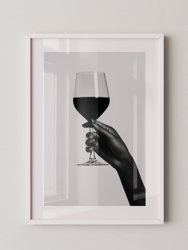 Weinglas Hand Schwarzweiß