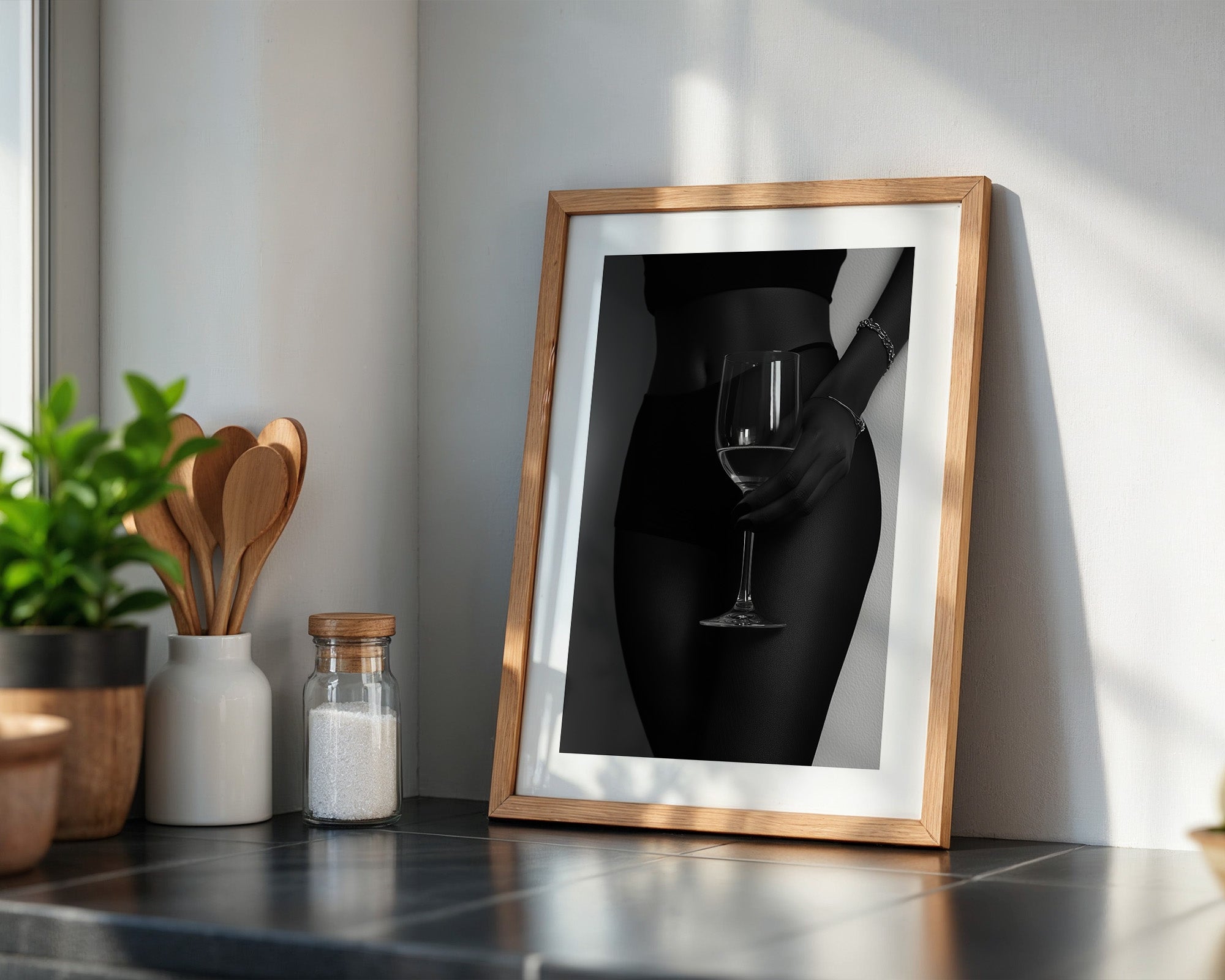 Weinglas Eleganz Schwarzweiß