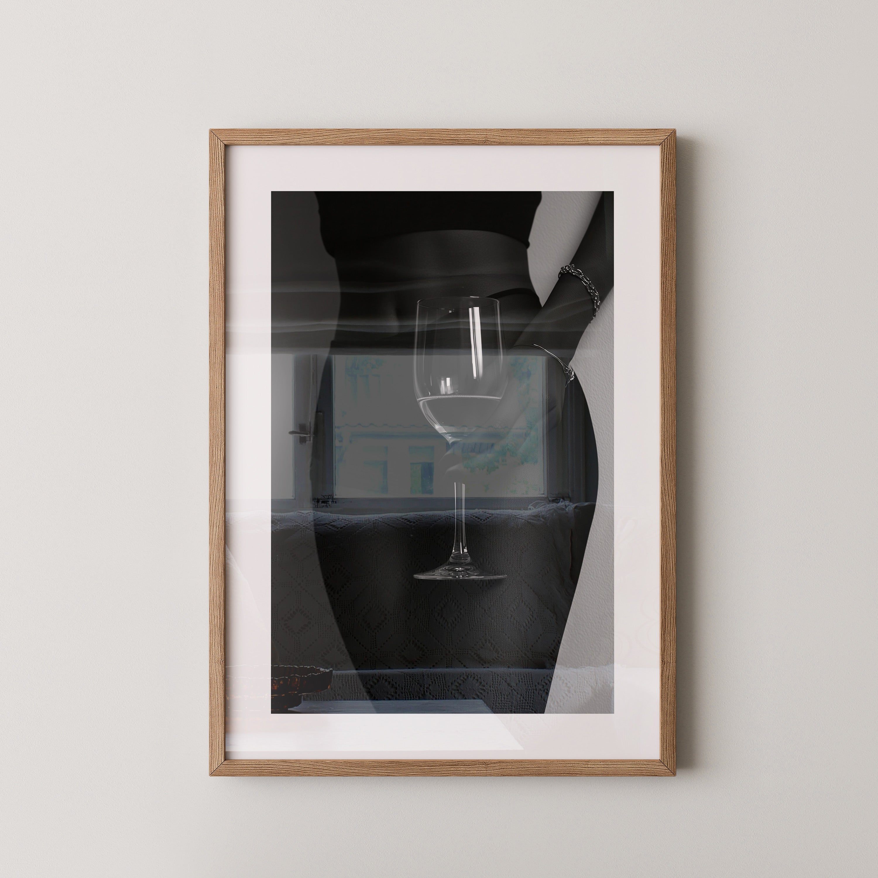 Weinglas Eleganz Schwarzweiß