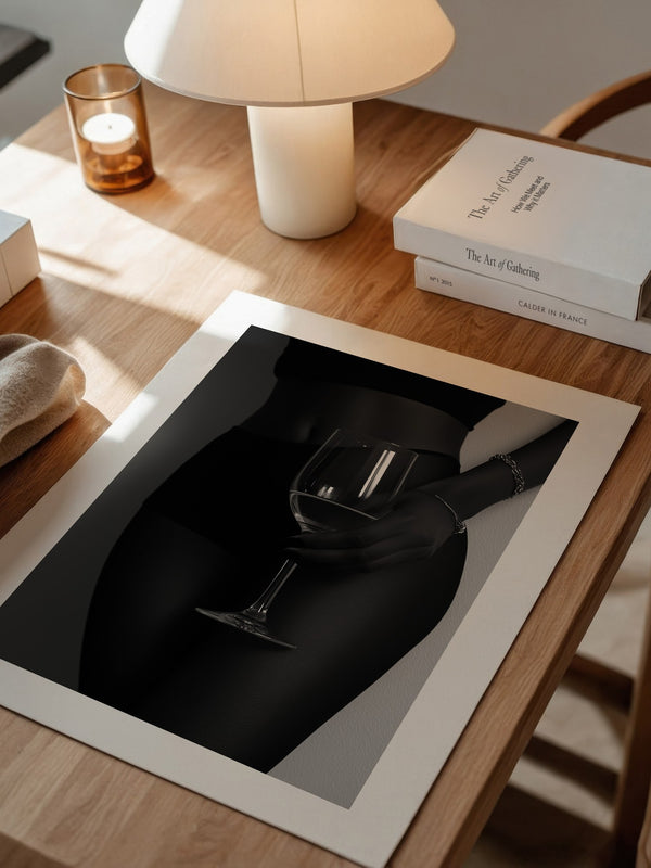 Weinglas Eleganz Schwarzweiß