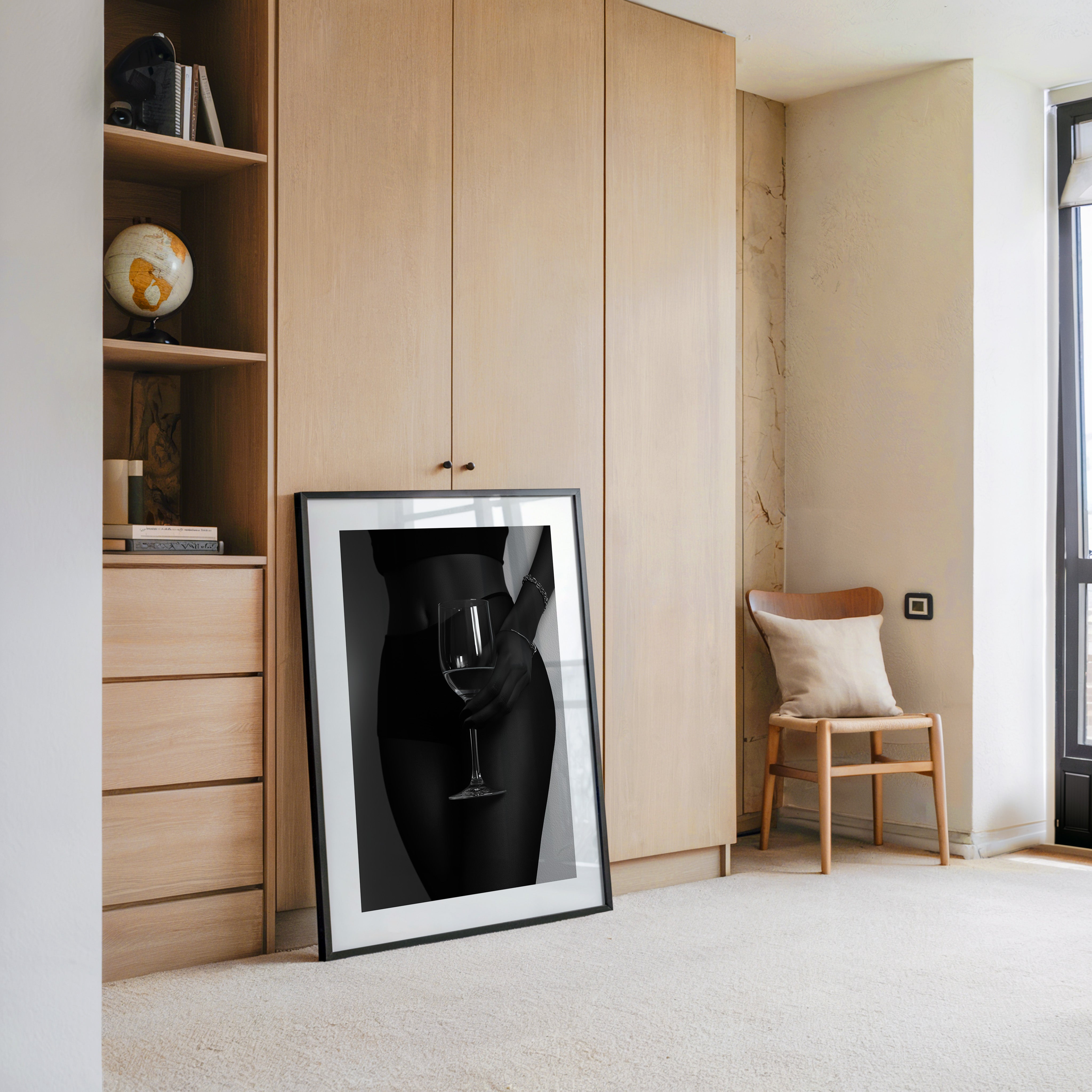 Weinglas Eleganz Schwarzweiß