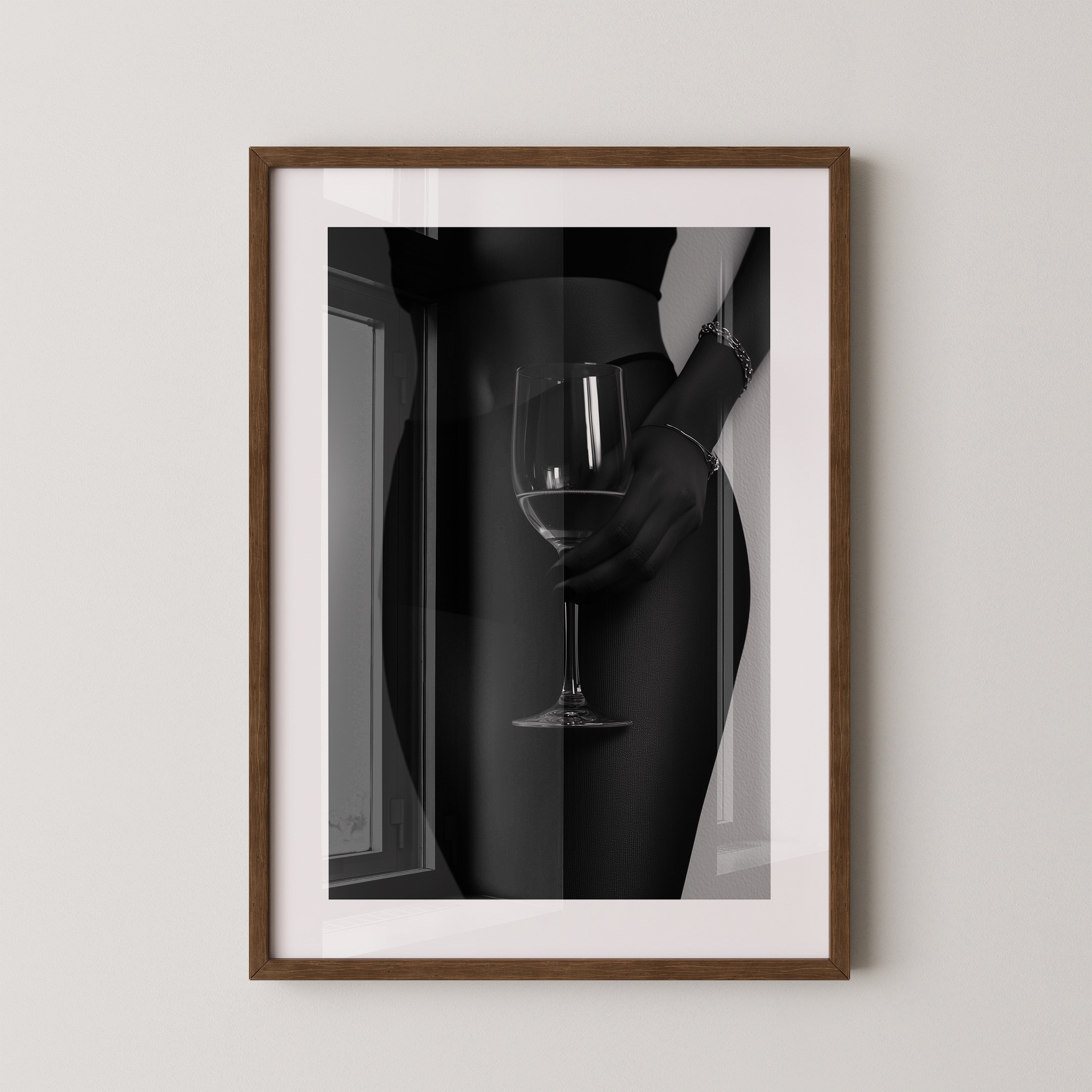 Weinglas Eleganz Schwarzweiß