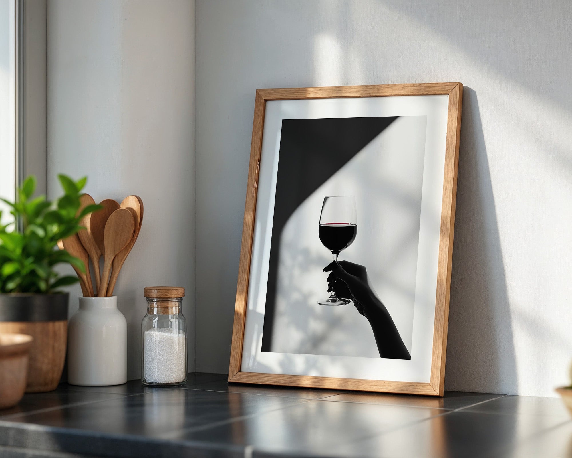 Weinglas Hand Schwarz-Weiß