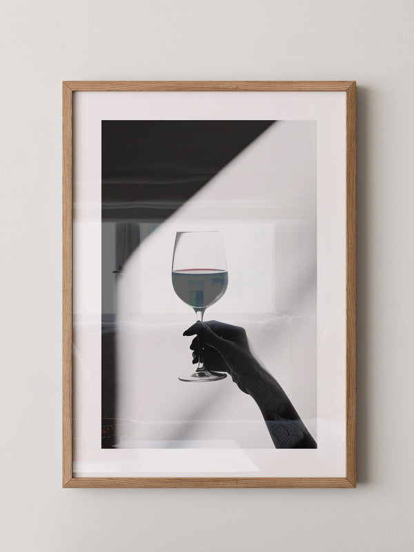 Weinglas Hand Schwarz-Weiß