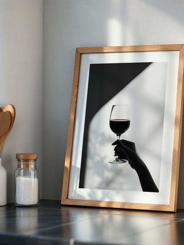 Weinglas Hand Schwarz-Weiß