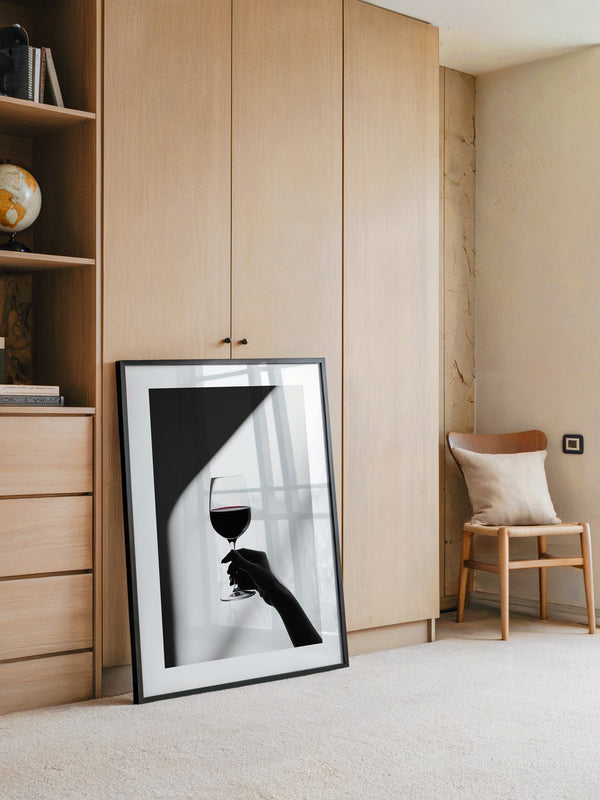 Weinglas Hand Schwarz-Weiß