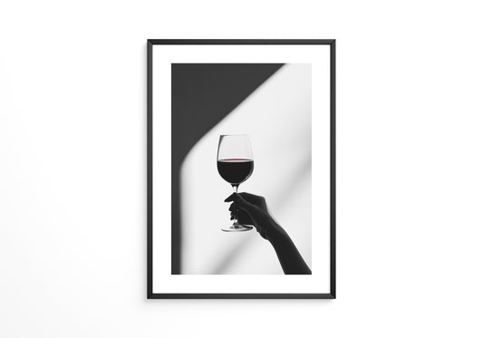 Weinglas Hand Schwarz-Weiß