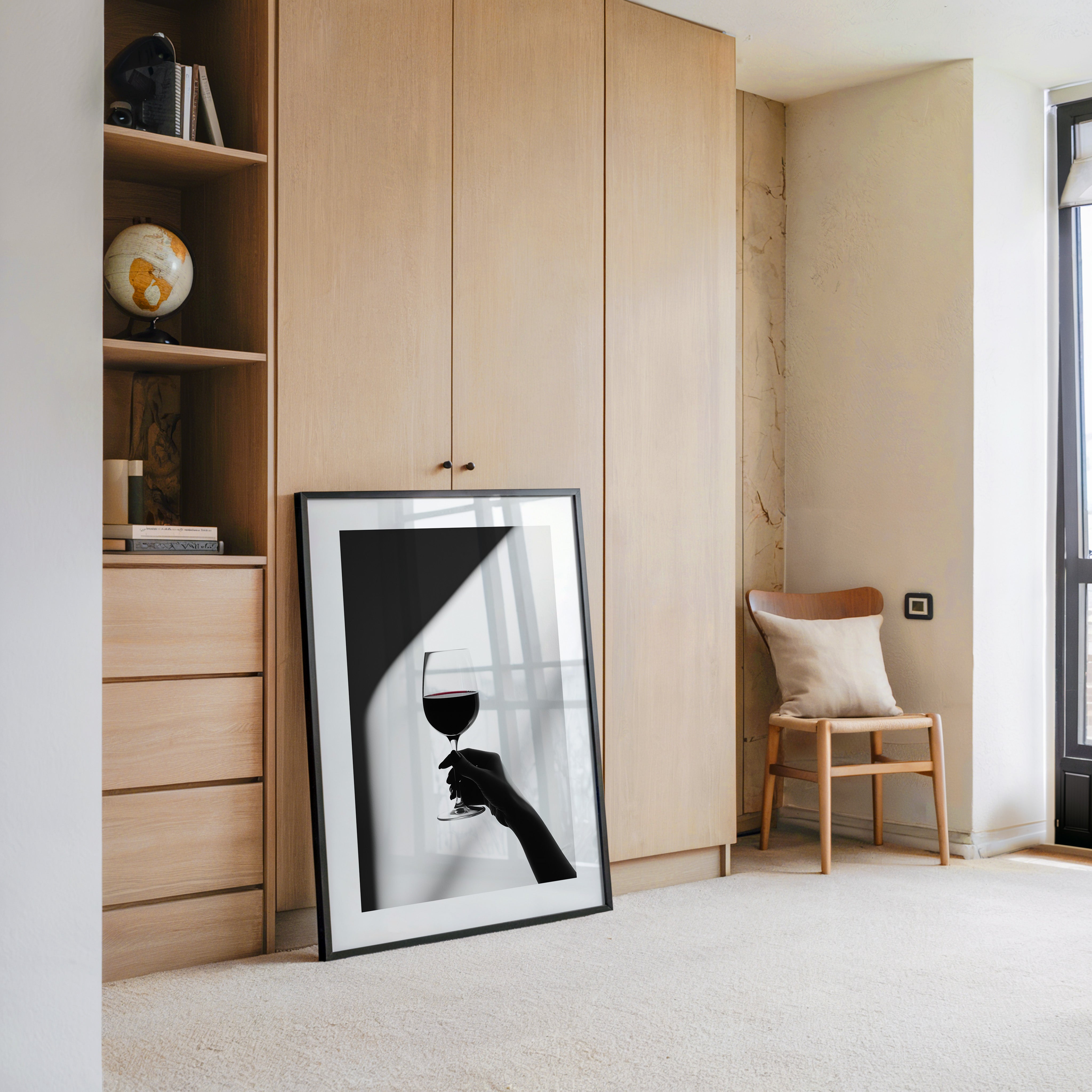 Weinglas Hand Schwarz-Weiß