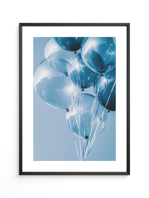 Blaue Ballons Glanzperspektive