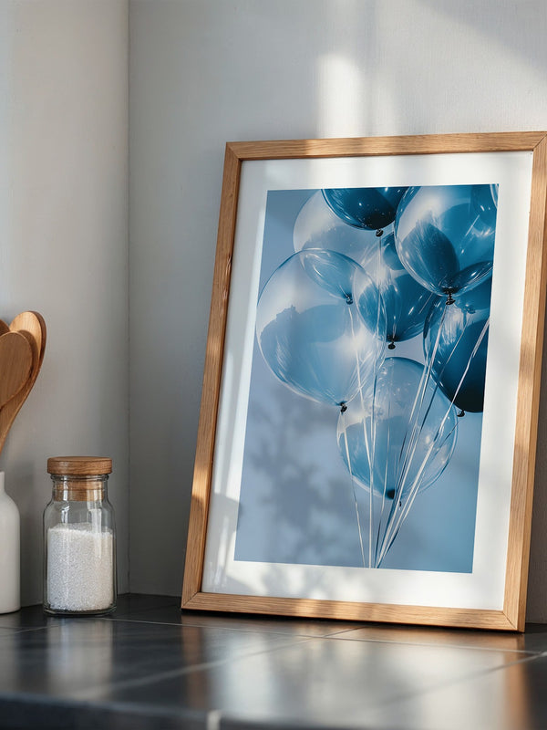 Blaue Ballons Glanzperspektive