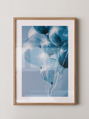 Blaue Ballons Glanzperspektive