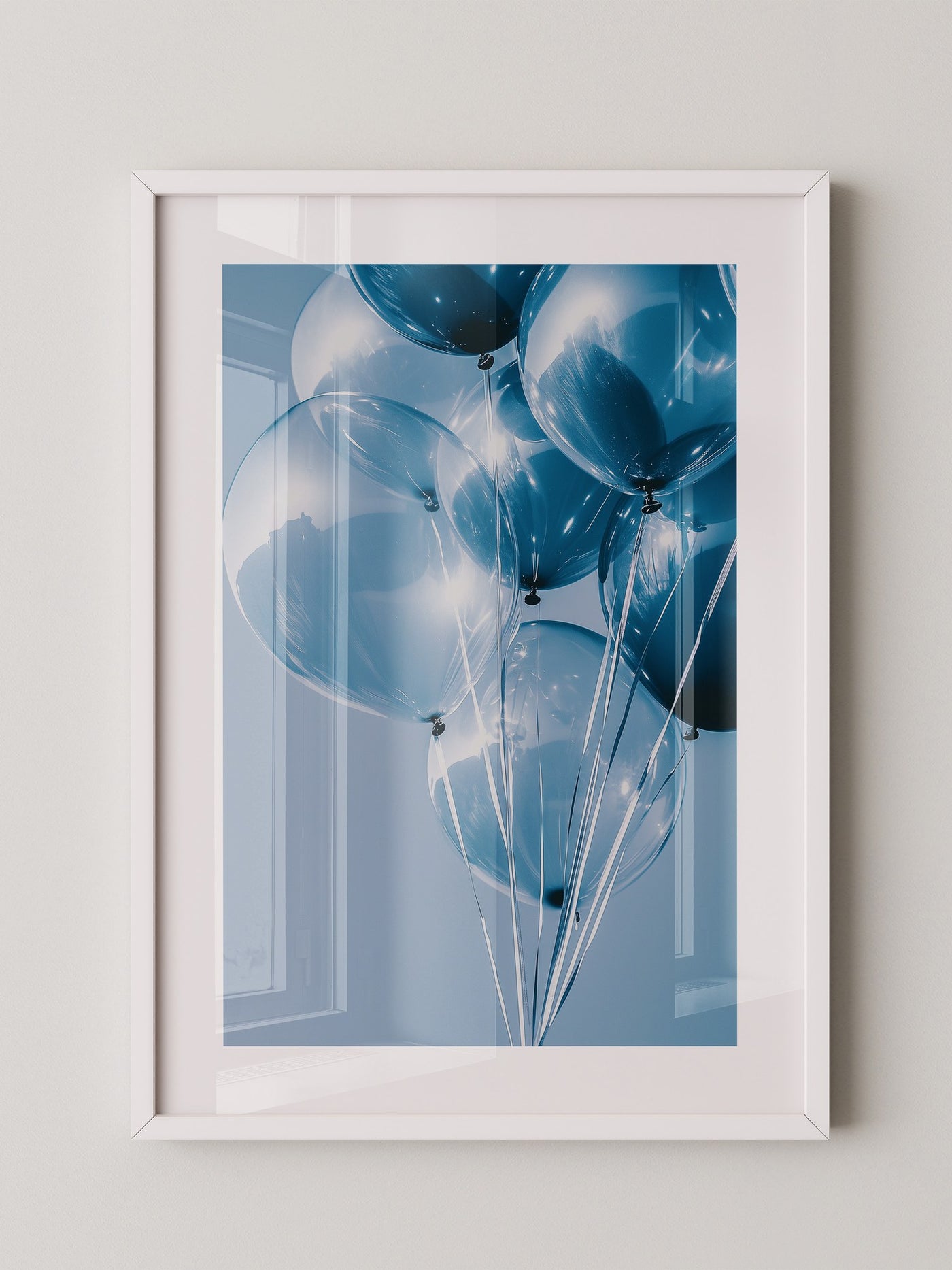 Blaue Ballons Glanzperspektive