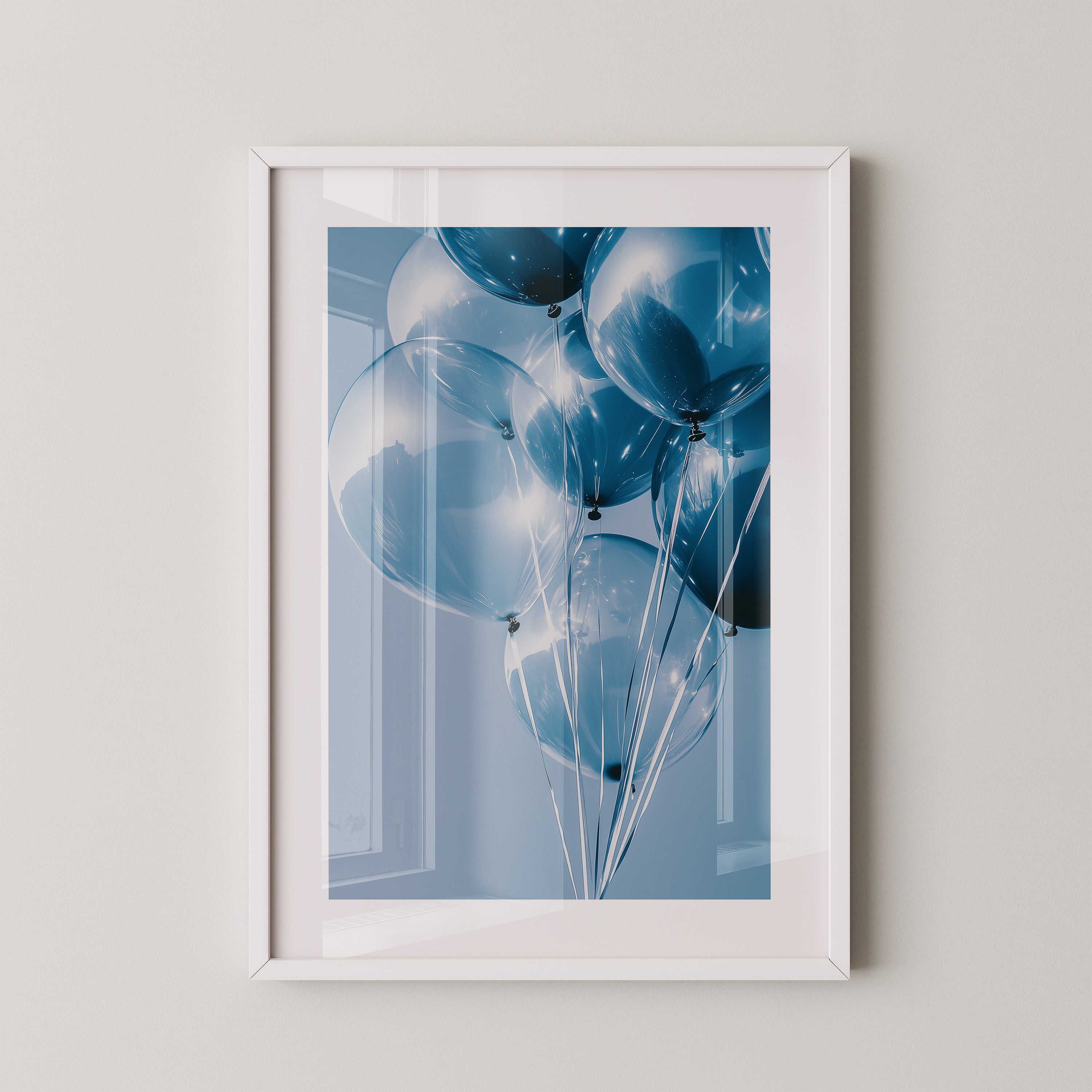 Blaue Ballons Glanzperspektive