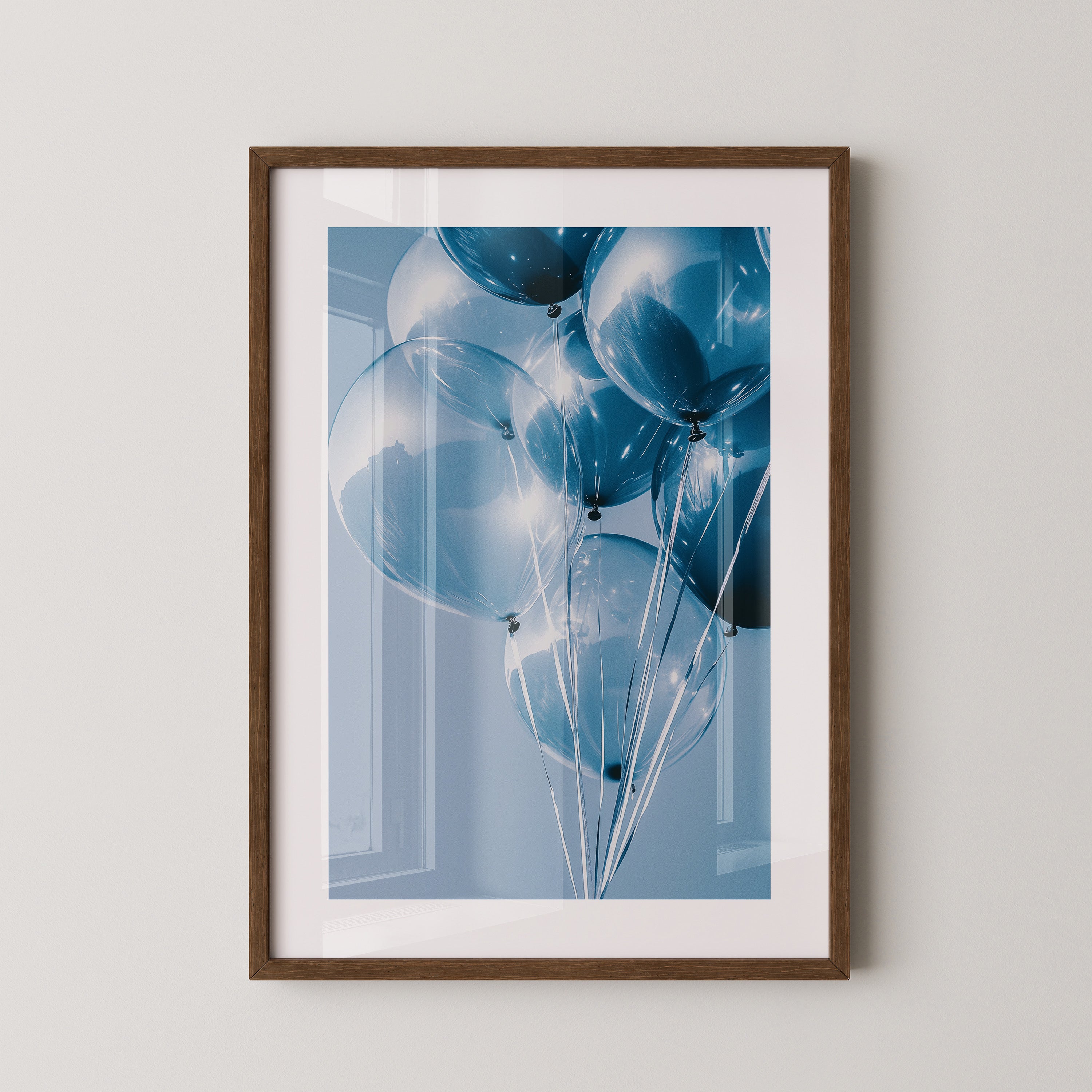 Blaue Ballons Glanzperspektive