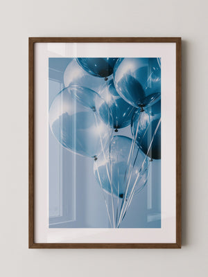 Blaue Ballons Glanzperspektive