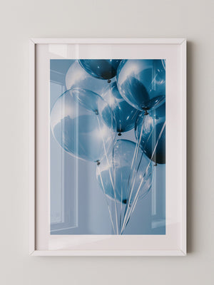 Blaue Ballons Glanzperspektive